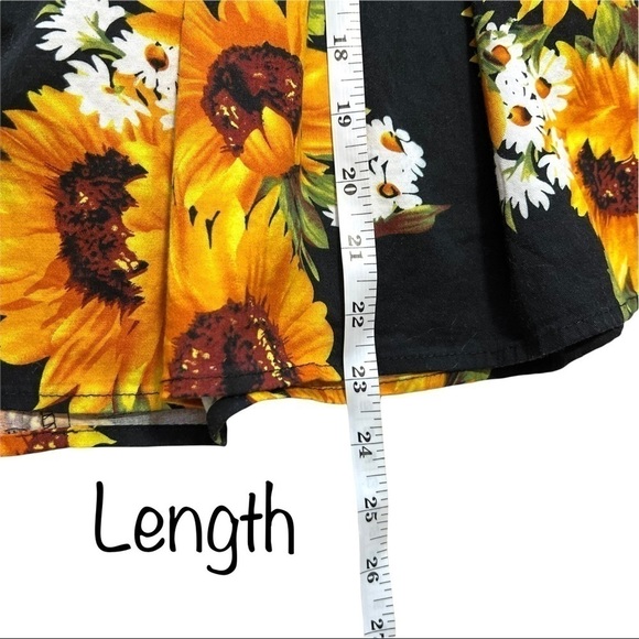 Vintage Handmade Artisan Sunflower Floral Knee Length Lightweight Skirt Large - Picture 15 of 15
